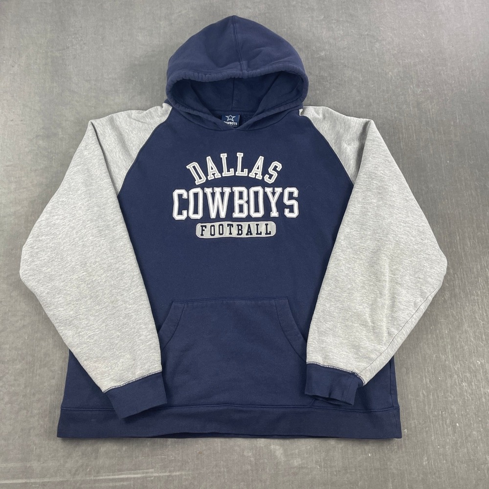 Dallas Cowboys Team Apparel Mens Large Navy Blue Gray‎ Hoodie Football